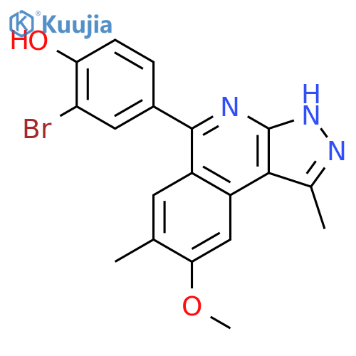Phenol,2-bromo-4-(8-methoxy-1,7-dimethyl-3H-pyrazolo[3,4-c]isoquinolin-5-yl)- structure