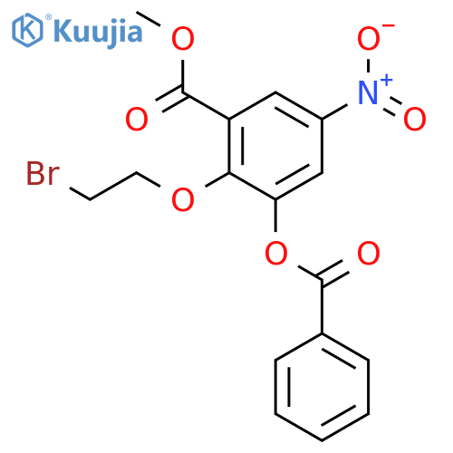 Benzoic acid, 3-(benzoyloxy)-2-(2-bromoethoxy)-5-nitro-, methyl ester structure