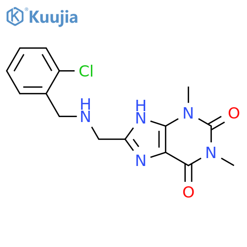 8-({(2-chlorophenyl)methylamino}methyl)-1,3-dimethyl-2,3,6,7-tetrahydro-1H-purine-2,6-dione structure