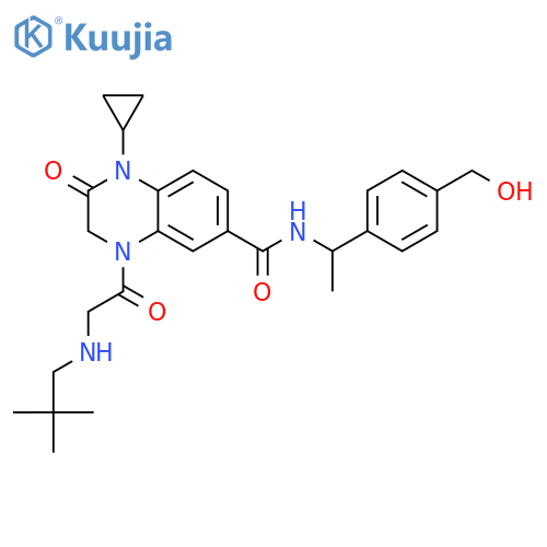 6-Quinoxalinecarboxamide,1-cyclopropyl-4-[[(2,2-dimethylpropyl)amino]acetyl]-1,2,3,4-tetrahydro-N-[1-[4-(hydroxymethyl)phenyl]ethyl]-2-oxo- structure