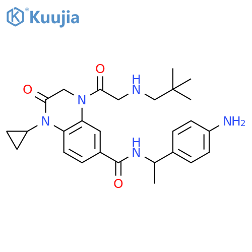 6-Quinoxalinecarboxamide,N-[1-(4-aminophenyl)ethyl]-1-cyclopropyl-4-[[(2,2-dimethylpropyl)amino]acetyl]-1,2,3,4-tetrahydro-2-oxo- structure