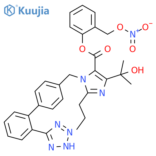 1H-Imidazole-5-carboxylic acid,4-(1-hydroxy-1-methylethyl)-2-propyl-1-[[2'-(1H-tetrazol-5-yl)[1,1'-biphenyl]-4-yl]methyl]-, 2-[(nitrooxy)methyl]phenyl ester structure