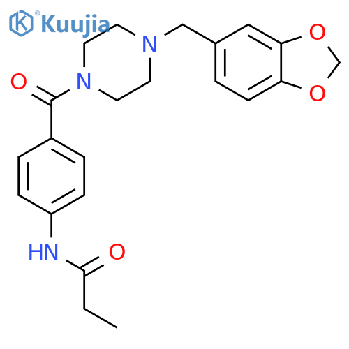 <br>N-(4-{[4-(1,3-benzodioxol-5-ylmethyl)-1-piperazinyl]carbonyl}phenyl)propana mide structure