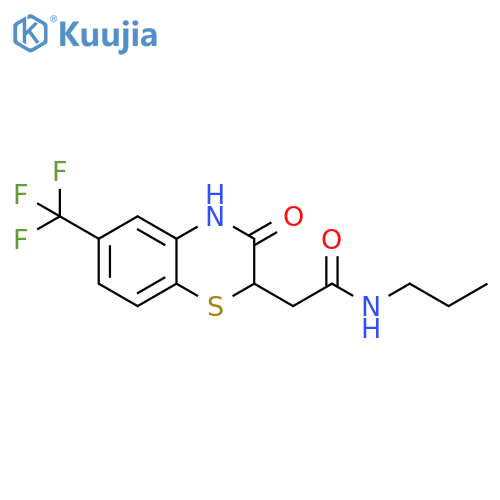 2-3-oxo-6-(trifluoromethyl)-3,4-dihydro-2H-1,4-benzothiazin-2-yl-N-propylacetamide structure