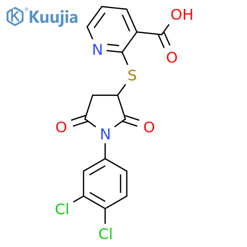 2-{[1-(3,4-dichlorophenyl)-2,5-dioxopyrrolidin-3-yl]sulfanyl}pyridine-3-carboxylic acid structure