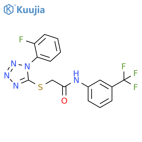 2-{1-(2-fluorophenyl)-1H-1,2,3,4-tetrazol-5-ylsulfanyl}-N-3-(trifluoromethyl)phenylacetamide structure