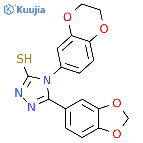 <br>5-(1,3-benzodioxol-5-yl)-4-(2,3-dihydro-1,4-benzodioxin-6-yl)-4H-1,2,4-tria zole-3-thiol structure