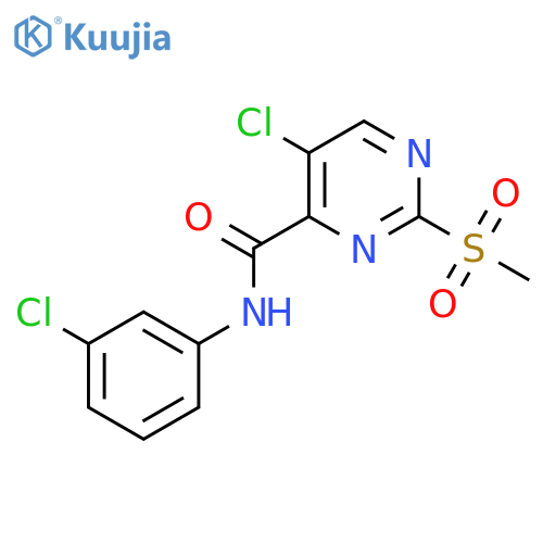 5-chloro-N-(3-chlorophenyl)-2-(methylsulfonyl)pyrimidine-4-carboxamide structure