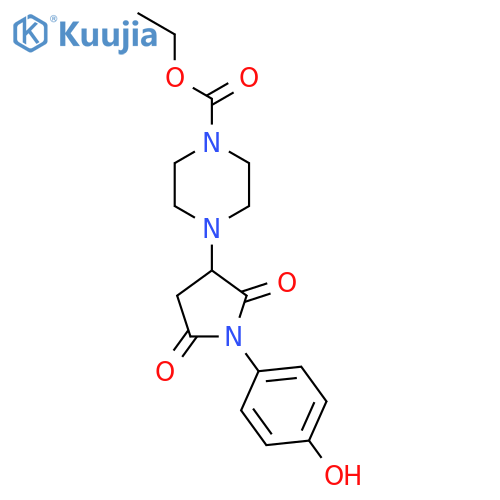 Ethyl 4-[1-(4-hydroxyphenyl)-2,5-dioxopyrrolidin-3-yl]piperazine-1-carboxylate structure