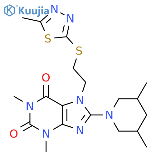 8-(3,5-dimethylpiperidin-1-yl)-1,3-dimethyl-7-{2-(5-methyl-1,3,4-thiadiazol-2-yl)sulfanylethyl}-2,3,6,7-tetrahydro-1H-purine-2,6-dione structure