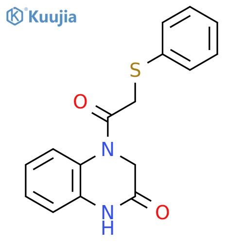 4-2-(phenylsulfanyl)acetyl-1,2,3,4-tetrahydroquinoxalin-2-one structure