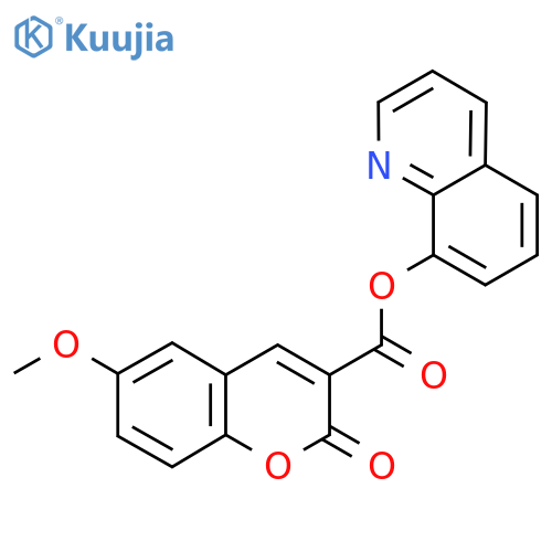 quinolin-8-yl 6-methoxy-2-oxo-2H-chromene-3-carboxylate structure