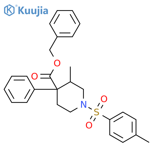 4-Piperidinecarboxylicacid, 3-methyl-1-[(4-methylphenyl)sulfonyl]-4-phenyl-, phenylmethyl ester structure