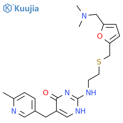 4(1H)-Pyrimidinone,2-[[2-[[[5-[(dimethylamino)methyl]-2-furanyl]methyl]thio]ethyl]amino]-5-[(6-methyl-3-pyridinyl)methyl]- structure
