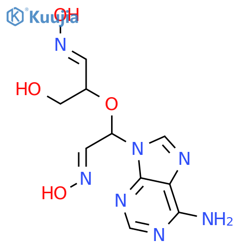 (2S)-2-[(1R)-1-(6-amino-9H-purin-9-yl)-2-(hydroxyimino)ethoxy]-3-hydroxypropanal oxime structure