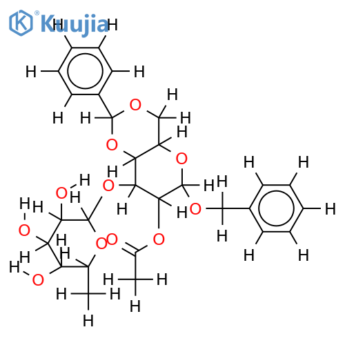 Benzyl glycoside,6-O-benzylidene,2-Ac-beta-Pyranose-3-O-alpha-L-Rhamnopyranosyl-D-galactose structure