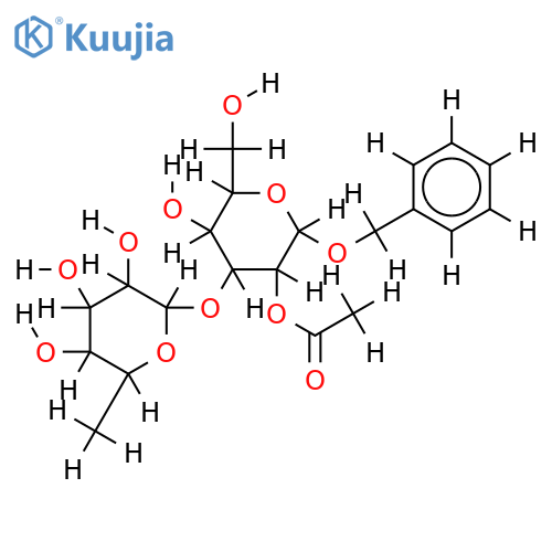 Benzyl glycoside,2-Ac-beta-Pyranose-3-O-alpha-L-Rhamnopyranosyl-D-galactose structure