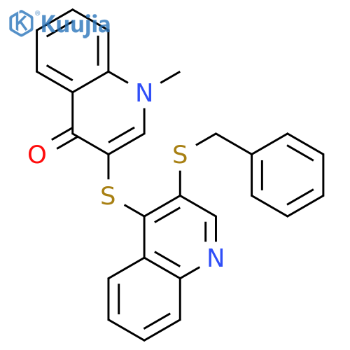 4(1H)-QUINOLINONE, 1-METHYL-3-[[3-[(PHENYLMETHYL)THIO]-4-QUINOLINYL]THIO]- structure