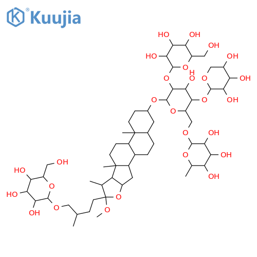 26-(hexopyranosyloxy)-22-methoxyfurostan-3-yl 6-deoxyhexopyranosyl-(1->6)-[hexopyranosyl-(1->2)]-[pentopyranosyl-(1->4)]hexopyranoside structure