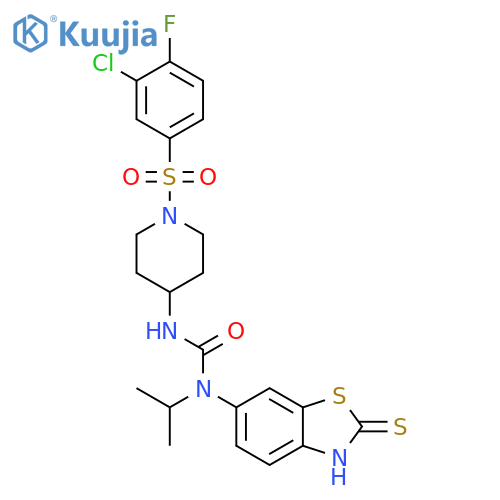 4-Piperidinamine,1-[(3-chloro-4-fluorophenyl)sulfonyl]-N-[[(2,3-dihydro-2-thioxo-6-benzothiazolyl)(1-methylethyl)amino]carbonyl]- structure