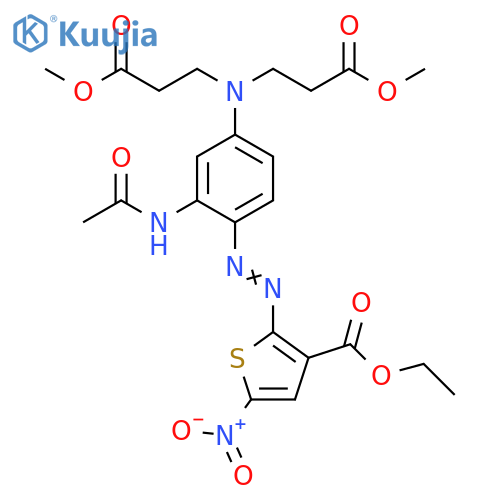 3-Thiophenecarboxylicacid,2-[2-[2-(acetylamino)-4-[bis(3-methoxy-3-oxopropyl)amino]phenyl]diazenyl]-5-nitro-,ethyl ester structure