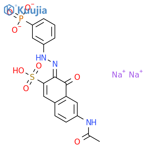 2-Naphthalenesulfonicacid, 6-(acetylamino)-4-hydroxy-3-[2-(3-phosphonophenyl)diazenyl]-, sodium salt(1:2) structure