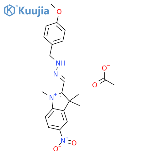 2-(((4-Methoxyphenyl)methylhydrazono)methyl)-1,3,3-trimethyl-5-nitro-3H-indolium acetate structure