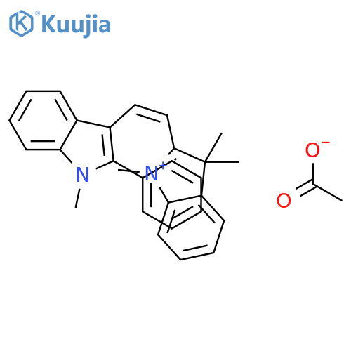 1,3,3-trimethyl-2-[2-(1-methyl-2-phenyl-1h-indol-3-yl)vinyl]-3h-indolium acetate structure