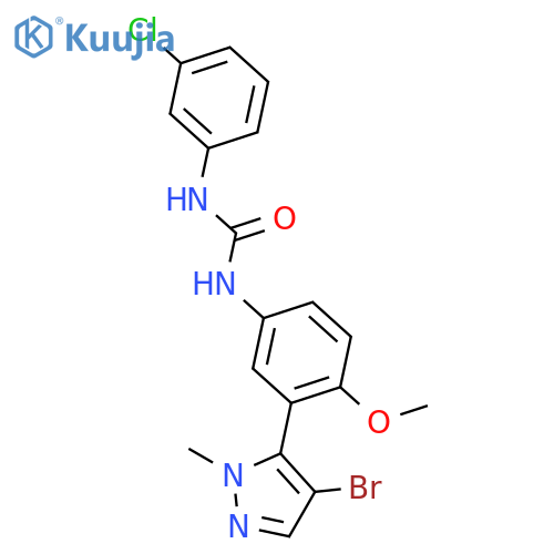 Urea,N-[3-(4-bromo-1-methyl-1H-pyrazol-5-yl)-4-methoxyphenyl]-N'-(3-chlorophenyl)- structure