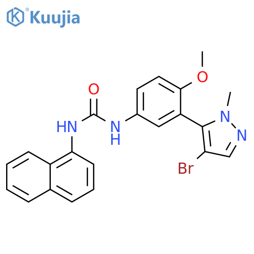 Urea,N-[3-(4-bromo-1-methyl-1H-pyrazol-5-yl)-4-methoxyphenyl]-N'-1-naphthalenyl- structure