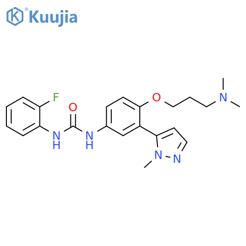 Urea,N-[4-[3-(dimethylamino)propoxy]-3-(1-methyl-1H-pyrazol-5-yl)phenyl]-N'-(2-fluorophenyl)- structure