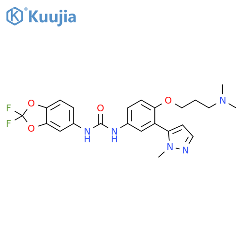 Urea,N-(2,2-difluoro-1,3-benzodioxol-5-yl)-N'-[4-[3-(dimethylamino)propoxy]-3-(1-methyl-1H-pyrazol-5-yl)phenyl]- structure