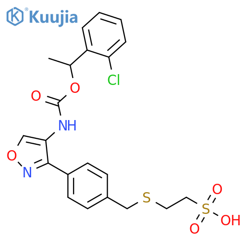 Ethanesulfonic acid,2-[[[4-[4-[[[1-(2-chlorophenyl)ethoxy]carbonyl]amino]-3-isoxazolyl]phenyl]methyl]thio]- structure