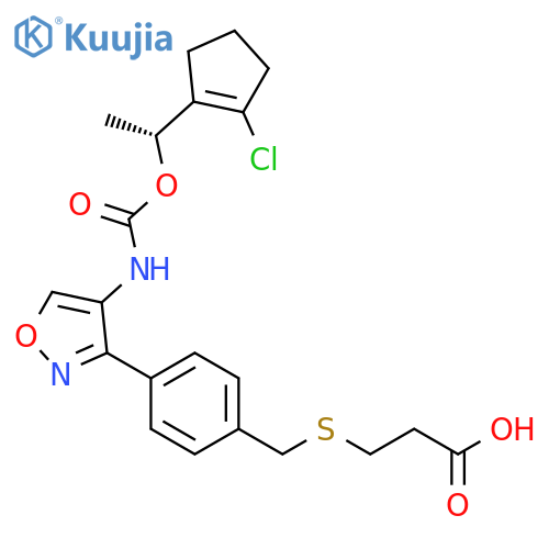 Propanoic acid,3-[[[4-[4-[[[(1R)-1-(2-chloro-1-cyclopenten-1-yl)ethoxy]carbonyl]amino]-3-isoxazolyl]phenyl]methyl]thio]- structure