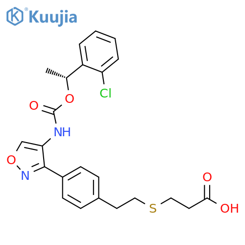 Propanoic acid,3-[[2-[4-[4-[[[(1R)-1-(2-chlorophenyl)ethoxy]carbonyl]amino]-3-isoxazolyl]phenyl]ethyl]thio]- structure