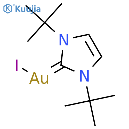 Gold,[1,3-bis(1,1-dimethylethyl)-1,3-dihydro-2H-imidazol-2-ylidene]iodo- structure