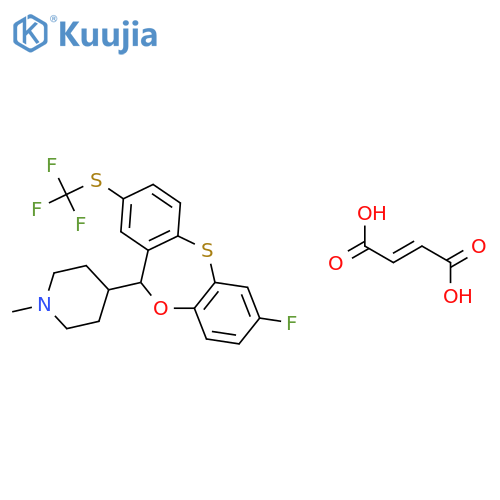 4-{7-fluoro-2-[(trifluoromethyl)sulfanyl]-11H-dibenzo[b,e][1,4]oxathiepin-11-yl}-1-methylpiperidine (2E)-but-2-enedioate structure