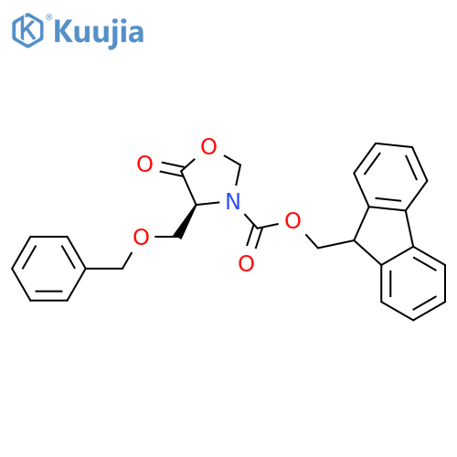 9H-fluoren-9-ylmethyl (S)-4-[(benzyloxy)methyl]-5-oxo-1,3-oxazolidine-3-carboxylate structure