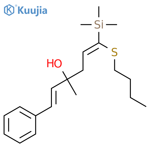 1,5-Hexadien-3-ol, 6-(butylthio)-3-methyl-1-phenyl-6-(trimethylsilyl)- structure