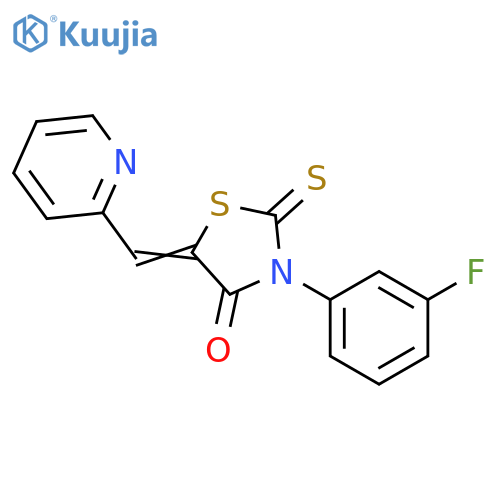 (5Z)-3-(3-fluorophenyl)-5-(pyridin-2-yl)methylidene-2-sulfanylidene-1,3-thiazolidin-4-one structure