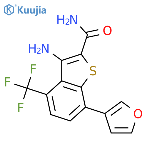 BENZO[B]THIOPHENE-2-CARBOXAMIDE, 3-AMINO-7-(3-FURANYL)-4-(TRIFLUOROMETHYL)- structure