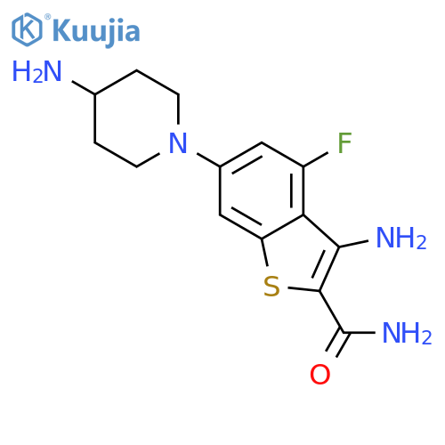 BENZO[B]THIOPHENE-2-CARBOXAMIDE, 3-AMINO-6-(4-AMINO-1-PIPERIDINYL)-4-FLUORO- structure
