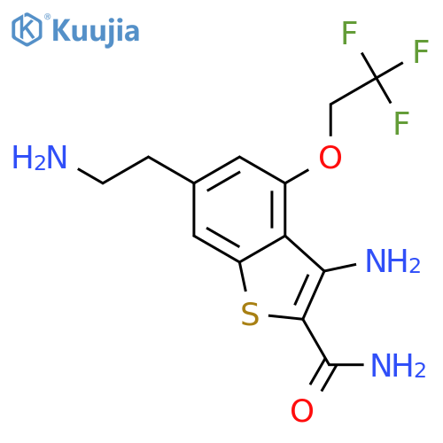 BENZO[B]THIOPHENE-2-CARBOXAMIDE, 3-AMINO-6-(2-AMINOETHYL)-4-(2,2,2-TRIFLUOROETHOXY)- structure