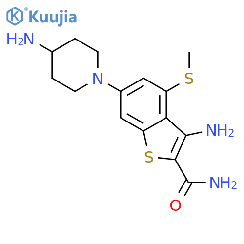 BENZO[B]THIOPHENE-2-CARBOXAMIDE, 3-AMINO-6-(4-AMINO-1-PIPERIDINYL)-4-(METHYLTHIO)- structure