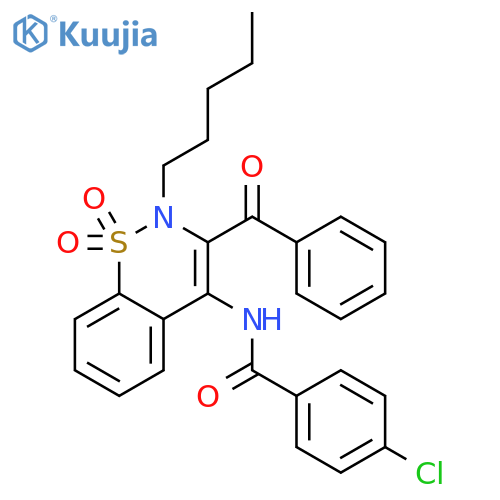 <br>4-chloro-N-[1,1-dioxido-2-pentyl-3-(phenylcarbonyl)-2H-1,2-benzothiazin-4-y l]benzamide structure