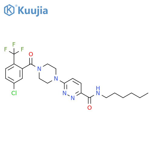 3-Pyridazinecarboxamide,6-[4-[5-chloro-2-(trifluoromethyl)benzoyl]-1-piperazinyl]-N-hexyl- structure