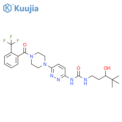 Piperazine,1-[6-[[[(3-hydroxy-4,4-dimethylpentyl)amino]carbonyl]amino]-3-pyridazinyl]-4-[2-(trifluoromethyl)benzoyl]- structure