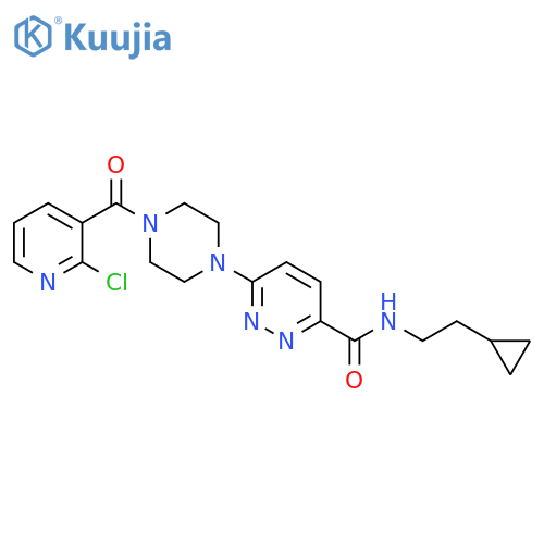 3-Pyridazinecarboxamide,6-[4-[(2-chloro-3-pyridinyl)carbonyl]-1-piperazinyl]-N-(2-cyclopropylethyl)- structure