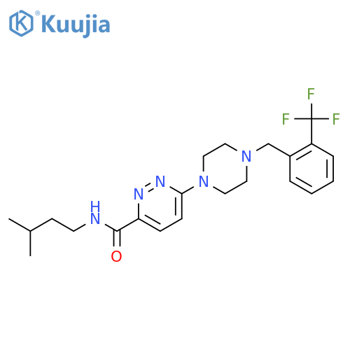 3-Pyridazinecarboxamide,N-(3-methylbutyl)-6-[4-[[2-(trifluoromethyl)phenyl]methyl]-1-piperazinyl]- structure