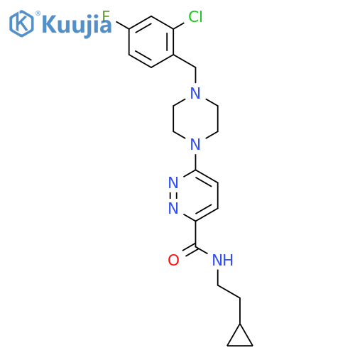 3-Pyridazinecarboxamide,6-[4-[(2-chloro-4-fluorophenyl)methyl]-1-piperazinyl]-N-(2-cyclopropylethyl)- structure